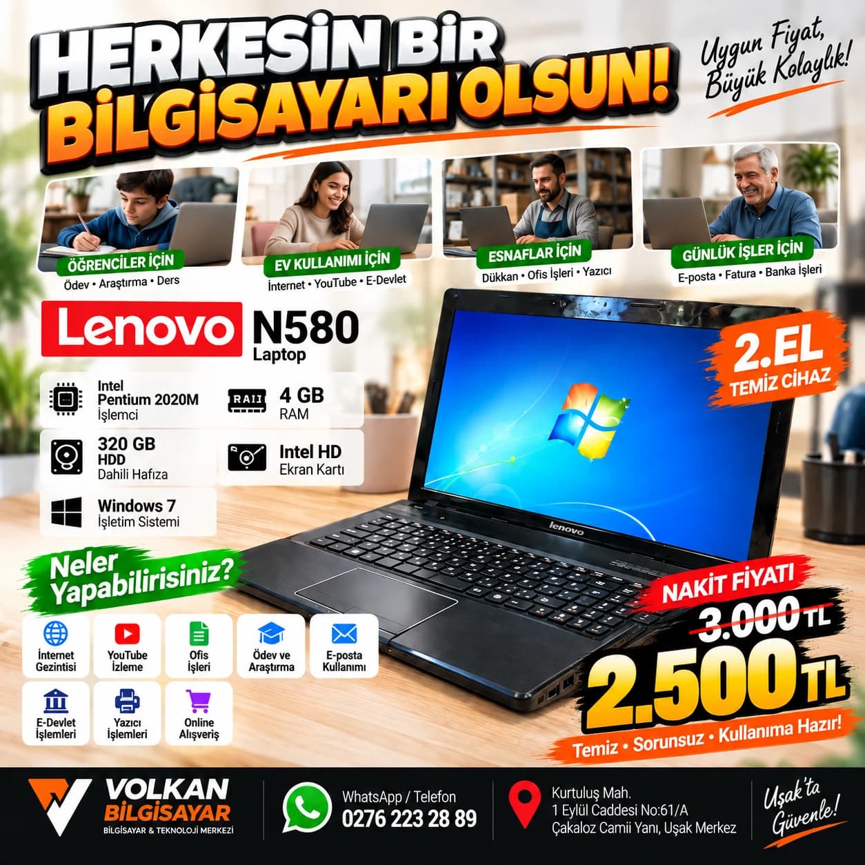 Lenovo N580 Uygun Fiyatlı Laptop !