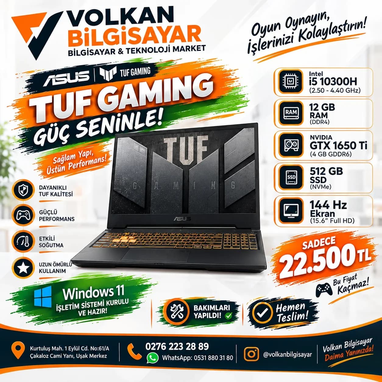 ASUS TUF Gaming Laptop | i5-10300H | GTX 1650 Ti | 144Hz Ekran