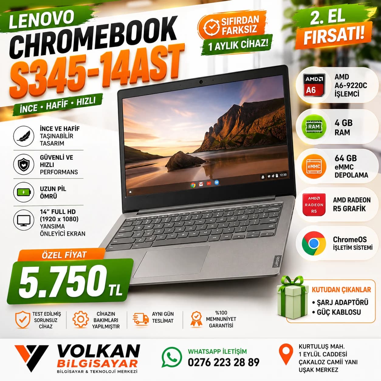 Lenovo Chromebook S345 Sıfırdan Farksız 1 Aylık - Görsel 1